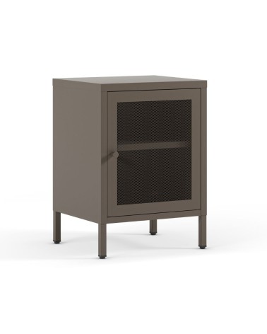 Comodino Fayna19364 in metallo con 1 anta colore mocha