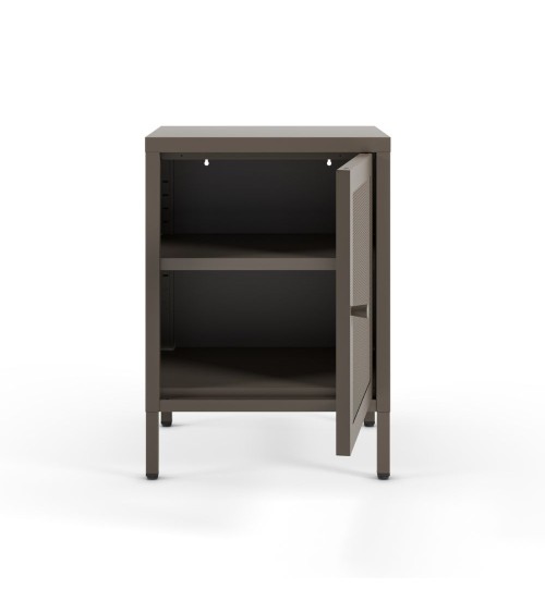 Comodino Fayna19364 in metallo con 1 anta colore mocha