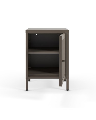 Comodino Fayna19364 in metallo con 1 anta colore mocha