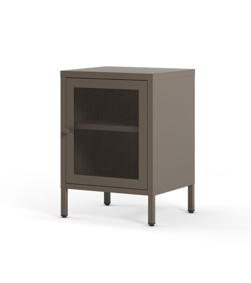 Comodino Fayna19364 in metallo con 1 anta colore mocha