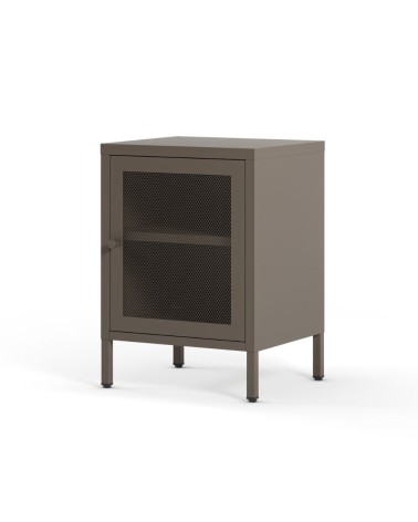 Comodino Fayna19364 in metallo con 1 anta colore mocha