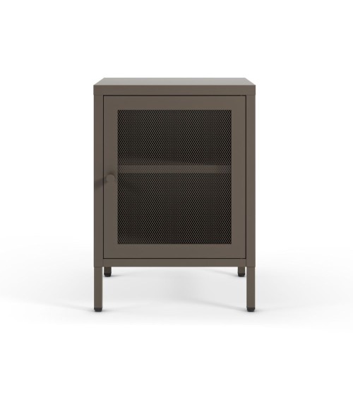 Comodino Fayna19364 in metallo con 1 anta colore mocha