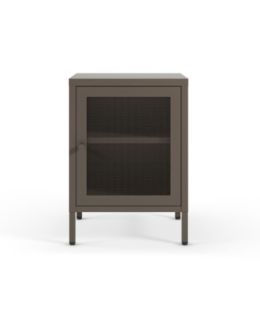 Comodino Fayna19364 in metallo con 1 anta colore mocha