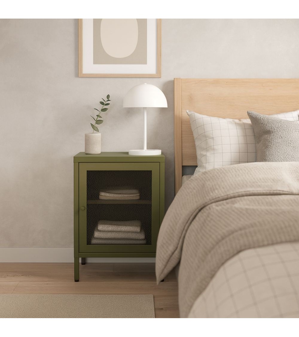 Comodino Fayna19363 in metallo con 1 anta colore verde