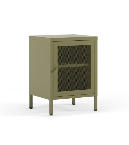 Comodino Fayna19363 in metallo con 1 anta colore verde