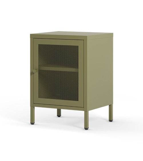 Comodino Fayna19363 in metallo con 1 anta colore verde