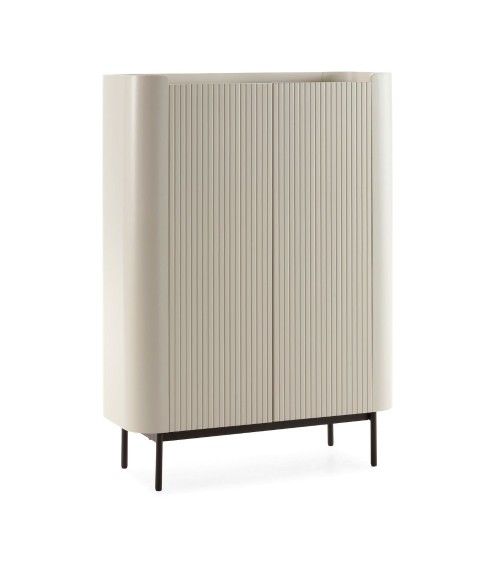 Mobile multiuso Willa18929 con 2 ante effetto cannettato colore crema