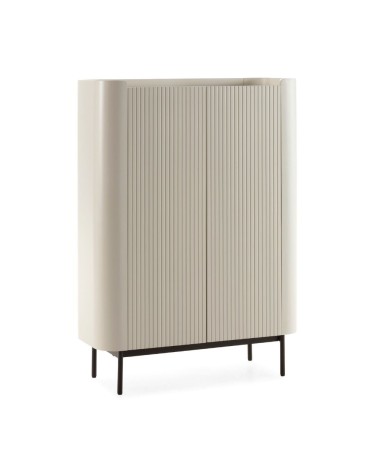 Mobile multiuso Willa18929 con 2 ante effetto cannettato colore crema