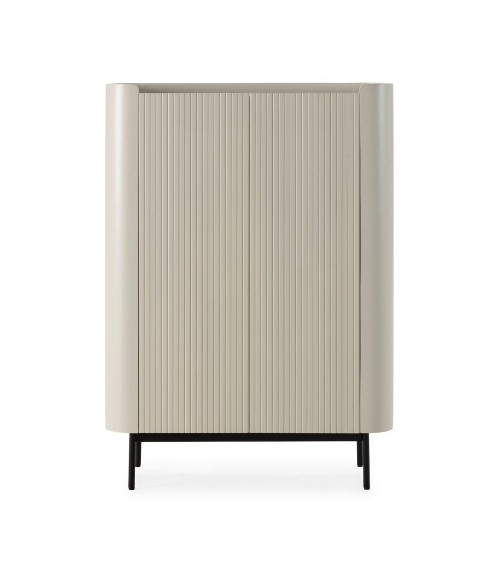 Mobile multiuso Willa18929 con 2 ante effetto cannettato colore crema