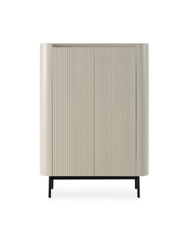 Mobile multiuso Willa18929 con 2 ante effetto cannettato colore crema