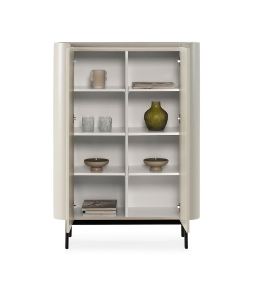 Mobile multiuso Willa18929 con 2 ante effetto cannettato colore crema