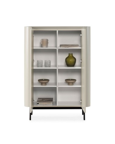 Mobile multiuso Willa18929 con 2 ante effetto cannettato colore crema