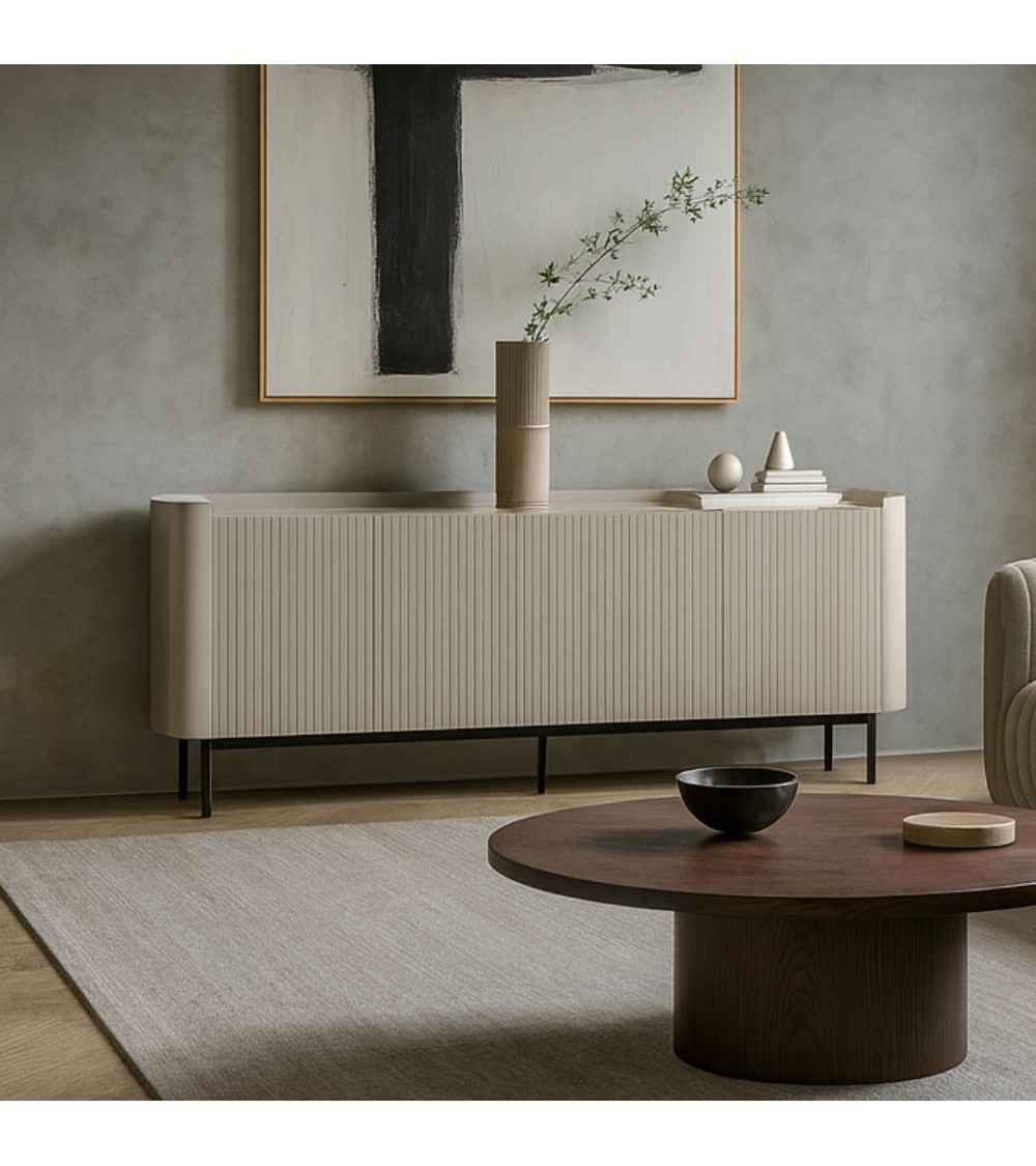 Credenza Willa18924 con 4 ante effetto cannettato colore crema