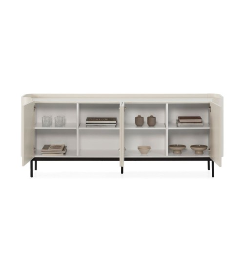 Credenza Willa18924 con 4 ante effetto cannettato colore crema