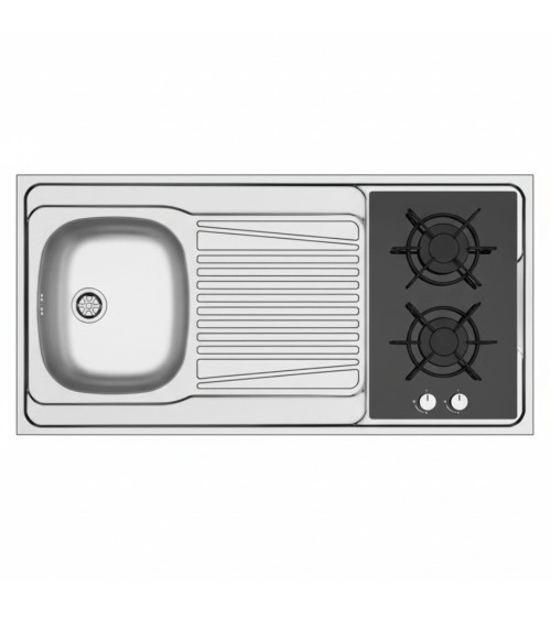 Lavello monoblocco reversibile Indiano120 1 vasca con foro per piano cottura da 30 cm. inox