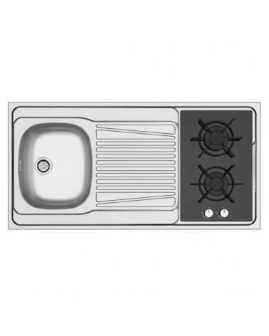 Lavello monoblocco reversibile Indiano120 1 vasca con foro per piano cottura da 30 cm. inox