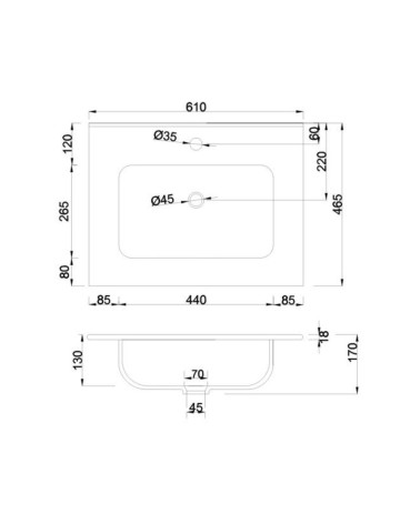 Lavabo consolle da appoggio LAV9060S in ceramica 1 vasca 61x46.5 cm. bianco lucido