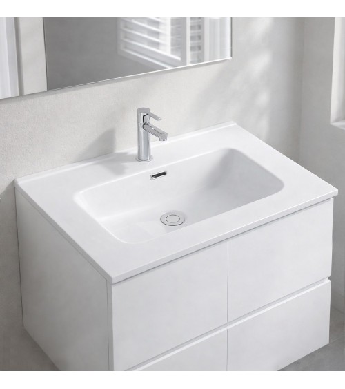 Lavabo consolle da appoggio LAV9070S in ceramica 1 vasca 71x46.5 cm. bianco lucido