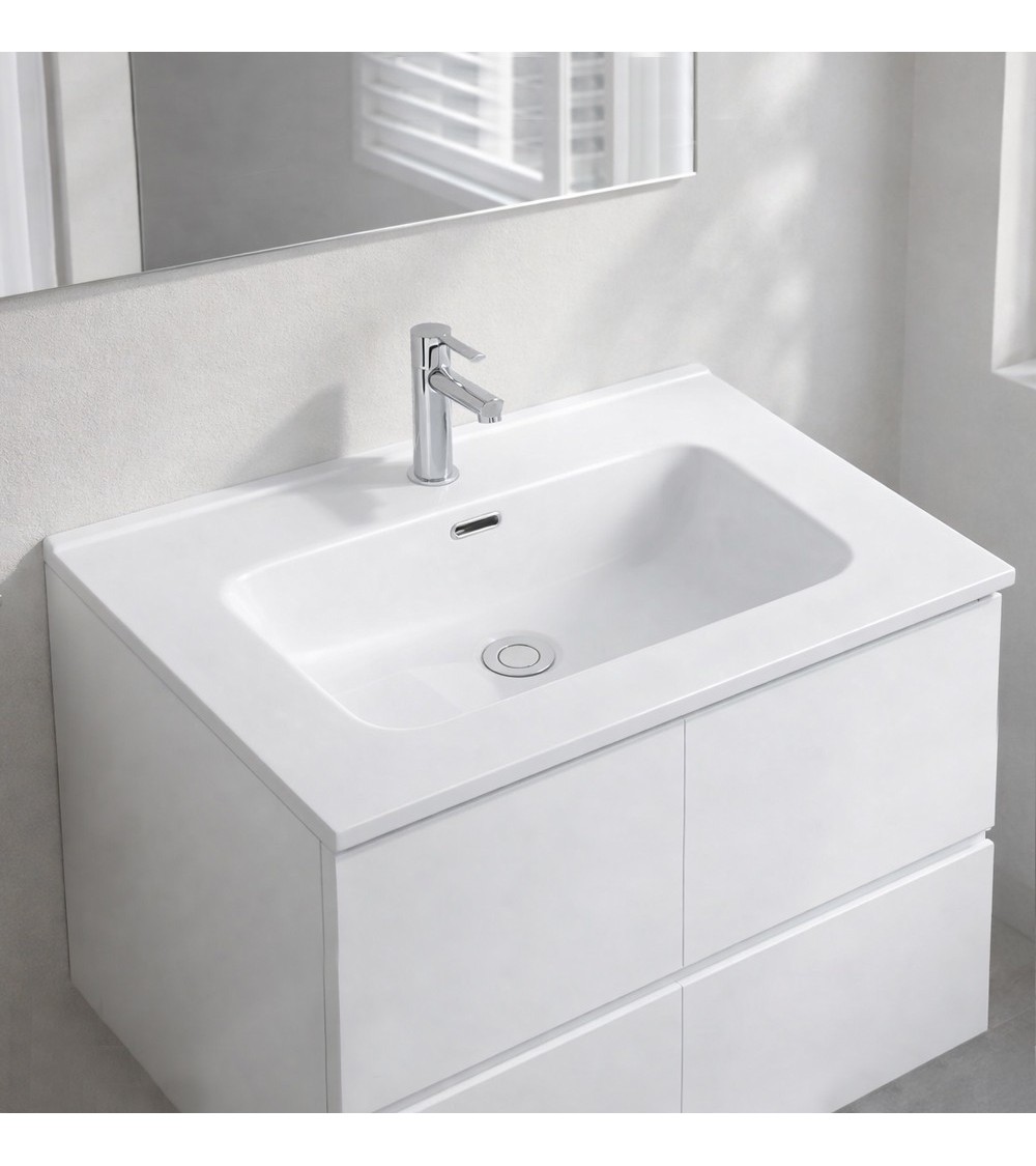 Lavabo consolle da appoggio LAV9070S in ceramica 1 vasca 71x46.5 cm. bianco lucido