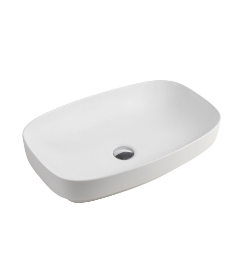 Lavabo da appoggio LAV43560 in ceramica 60x38x14 cm bianco lucido