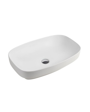 Lavabo da appoggio LAV43560 in ceramica 60x38x14 cm bianco lucido