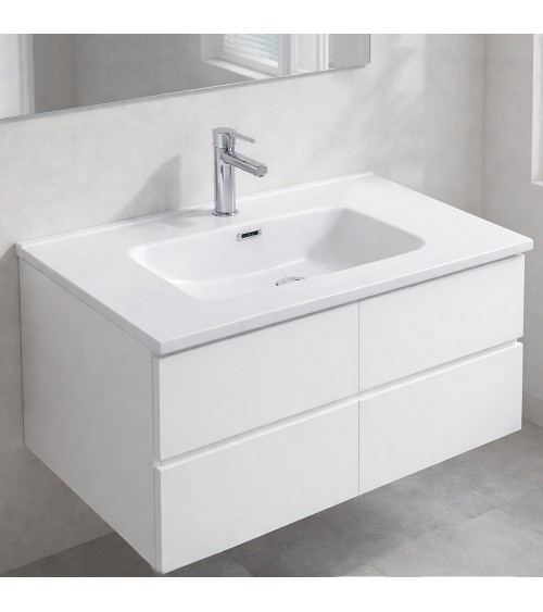 Lavabo consolle da appoggio LAV9080S in ceramica 1 vasca 81x46.5 cm. bianco lucido