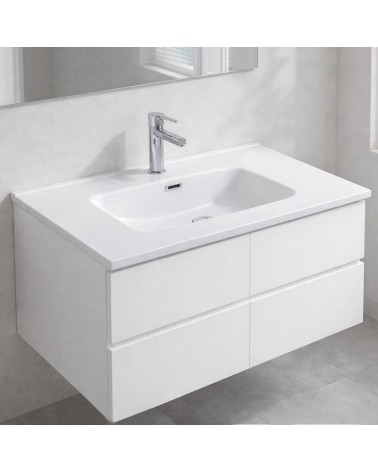 Lavabo consolle da appoggio LAV9080S in ceramica 1 vasca 81x46.5 cm. bianco lucido