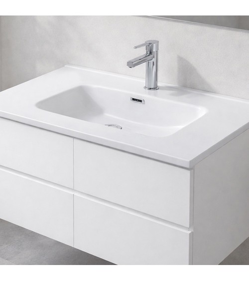 Lavabo consolle da appoggio LAV9080S in ceramica 1 vasca 81x46.5 cm. bianco lucido
