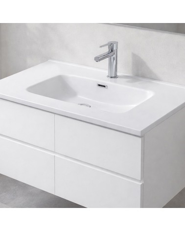 Lavabo consolle da appoggio LAV9080S in ceramica 1 vasca 81x46.5 cm. bianco lucido