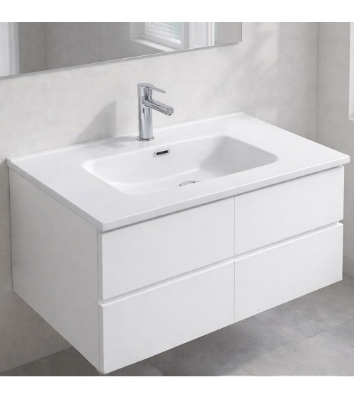 Lavabo consolle da appoggio LAV9090S in ceramica 1 vasca 91x46.5 cm. bianco lucido