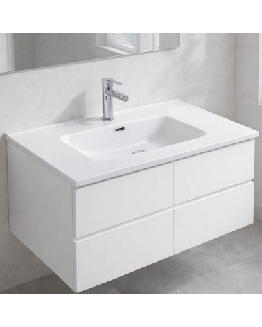 Lavabo consolle da appoggio LAV9090S in ceramica 1 vasca 91x46.5 cm. bianco lucido