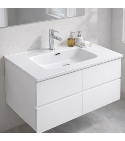 Lavabo consolle da appoggio LAV9090S in ceramica 1 vasca 91x46.5 cm. bianco lucido