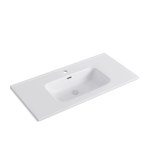 Lavabo consolle da appoggio LAV9100S in ceramica 1 vasca 101x46.5 cm. bianco lucido
