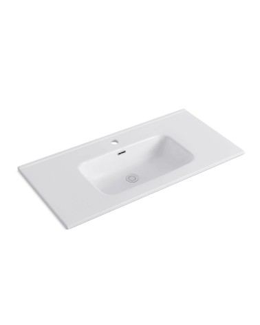 Lavabo consolle da appoggio LAV9100S in ceramica 1 vasca 101x46.5 cm. bianco lucido