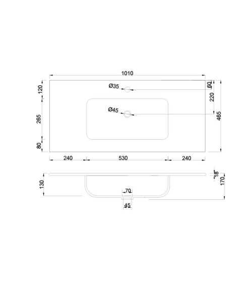 Lavabo consolle da appoggio LAV9100S in ceramica 1 vasca 101x46.5 cm. bianco lucido