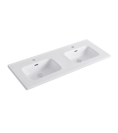 Lavabo consolle da appoggio LAV9120DS in ceramica 2 vasche 121x46.5 cm. bianco lucido