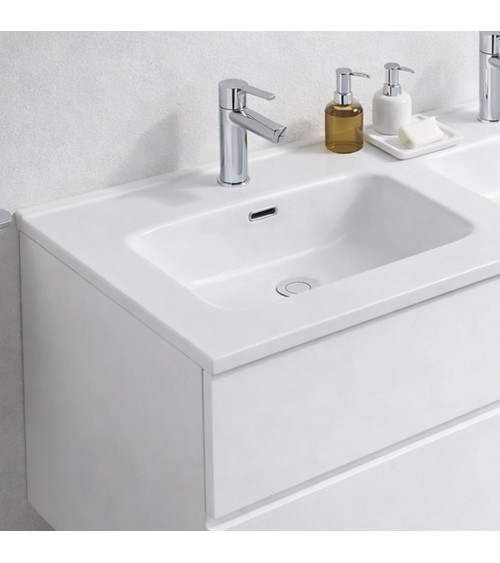 Lavabo consolle da appoggio LAV9120DS in ceramica 2 vasche 121x46.5 cm. bianco lucido