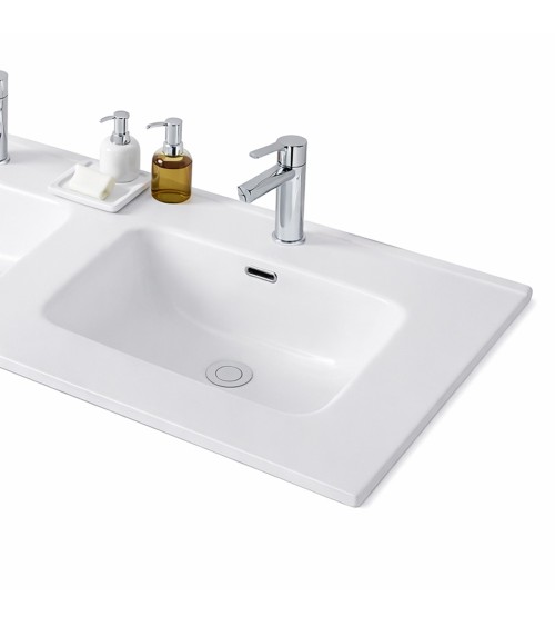 Lavabo consolle da appoggio LAV9120DS in ceramica 2 vasche 121x46.5 cm. bianco lucido