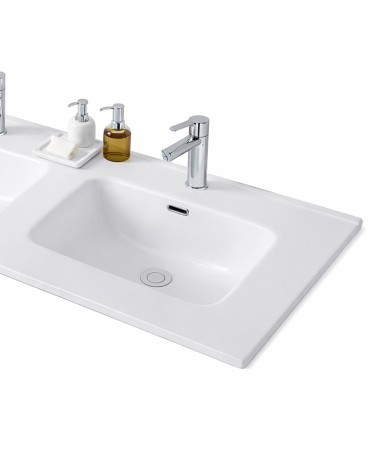 Lavabo consolle da appoggio LAV9120DS in ceramica 2 vasche 121x46.5 cm. bianco lucido