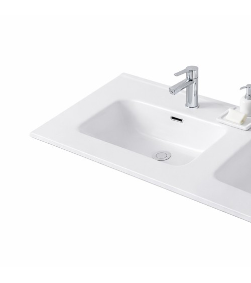 Lavabo consolle da appoggio LAV9120DS in ceramica 2 vasche 121x46.5 cm. bianco lucido