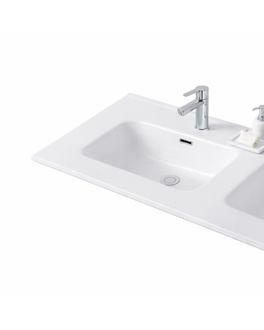 Lavabo consolle da appoggio LAV9120DS in ceramica 2 vasche 121x46.5 cm. bianco lucido