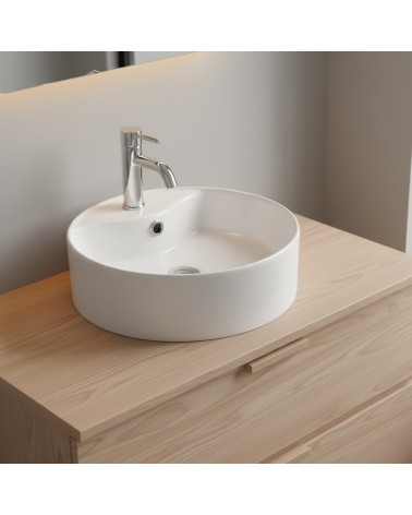 Lavabo da appoggio LAV618 in ceramica 46x46x15.5 cm bianco lucido