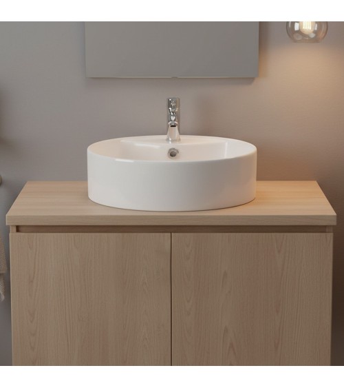 Lavabo da appoggio LAV618 in ceramica 46x46x15.5 cm bianco lucido