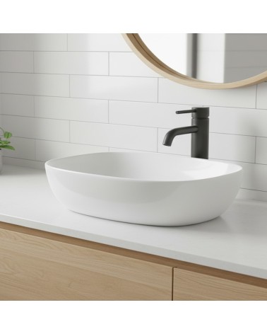 Lavabo da appoggio LAV39350 in ceramica 50x38x14 cm bianco lucido