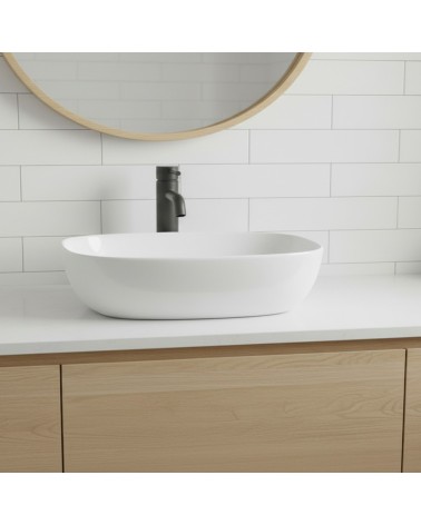 Lavabo da appoggio LAV39350 in ceramica 50x38x14 cm bianco lucido