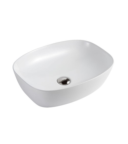 Lavabo da appoggio LAV39350 in ceramica 50x38x14 cm bianco lucido