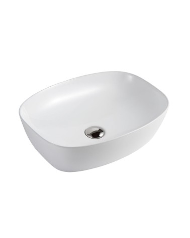 Lavabo da appoggio LAV39350 in ceramica 50x38x14 cm bianco lucido