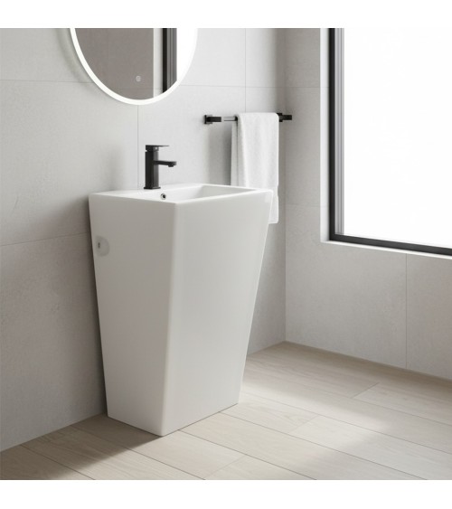 Lavabo freestanding LAV303 in ceramica 53x46.5x86.5 cm bianco