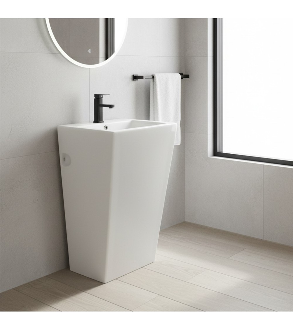 Lavabo freestanding LAV303 in ceramica 53x46.5x86.5 cm bianco