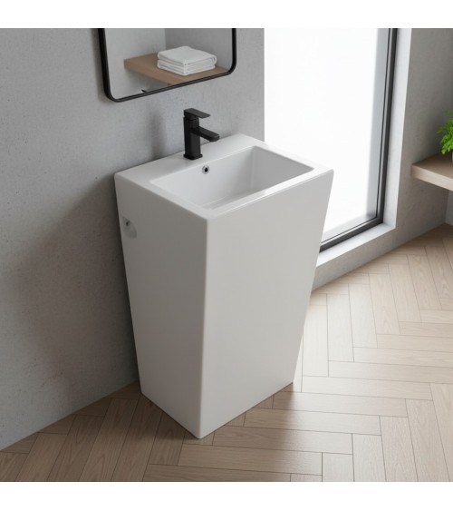 Lavabo freestanding LAV303 in ceramica 53x46.5x86.5 cm bianco